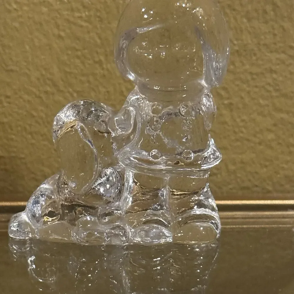 Vintage Clear Glass Girl with Puppy Dog Figurine 2 1/2
